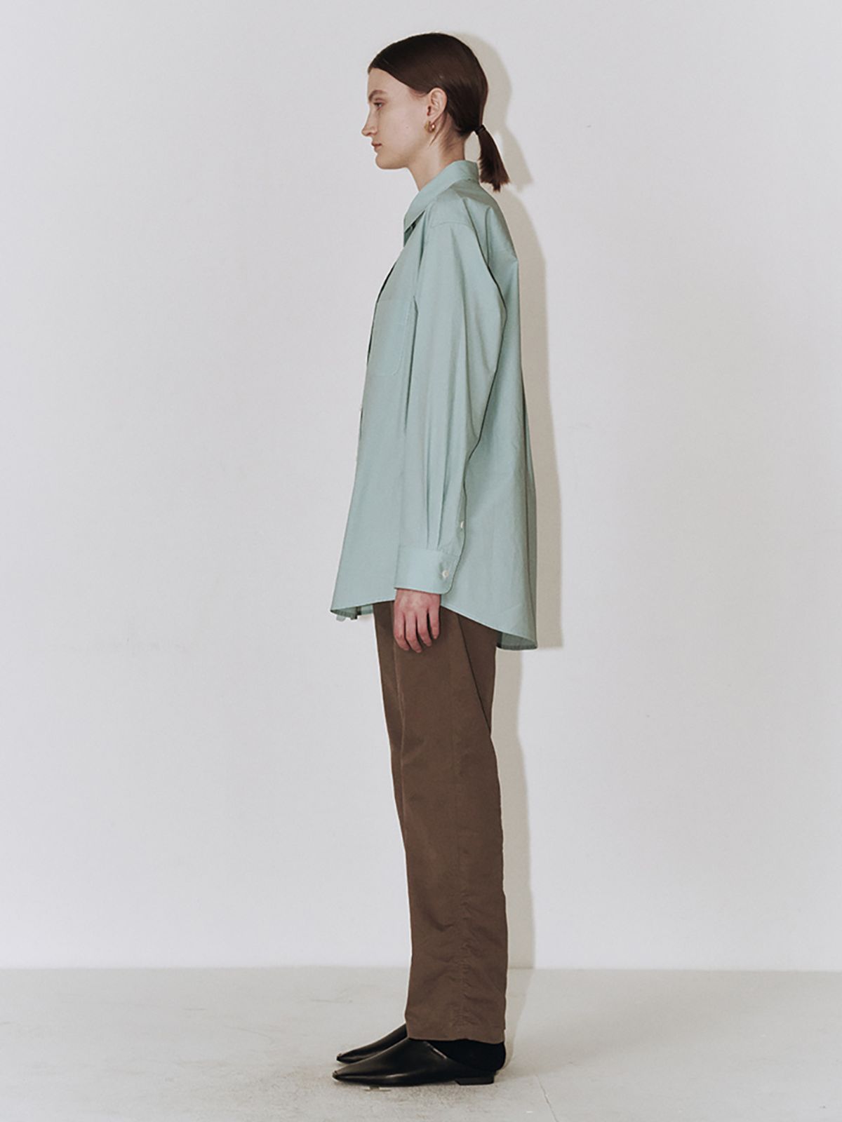 플로우먼(FLOWOMEN) Color Point Cotton Shirt_Turquoise Blue