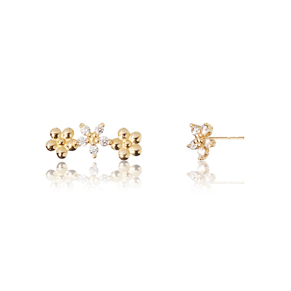 룬느(LUNNE) 14k 언발 큐빅 플라워 귀걸이 (14K골드) #ES27