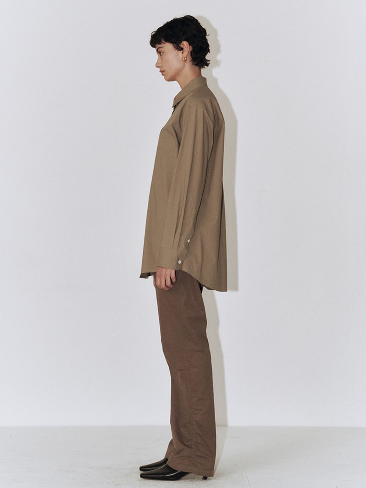 플로우먼(FLOWOMEN) Color Point Cotton Shirt_Olive Khaki