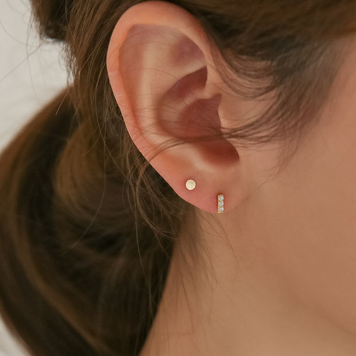 룬느(LUNNE) 14k 라블렛 평판 볼 피어싱 (14k골드) #PI05