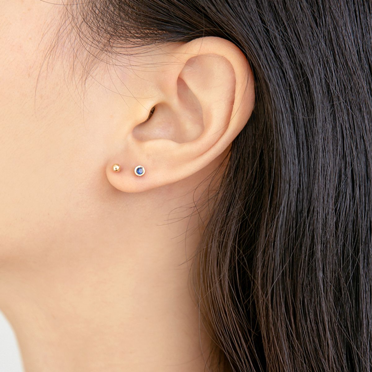 룬느(LUNNE) 14k 블루 큐빅 피어싱 (14k골드)(바두께1mm) #PIB02