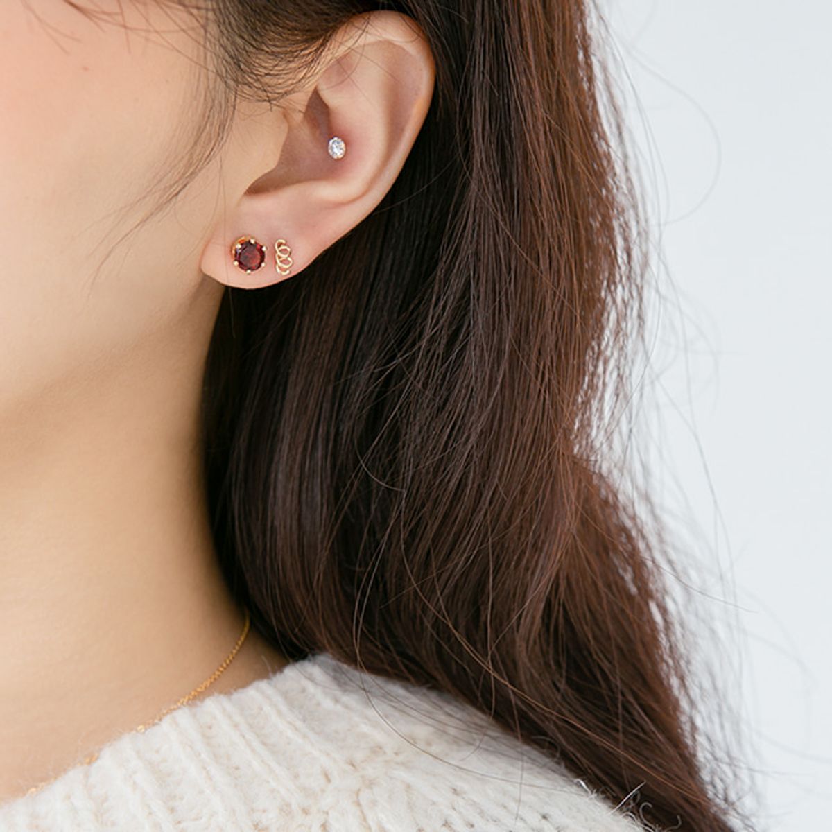 룬느(LUNNE) 14k 트위스트 라인 피어싱 (14k골드)(바두께1mm) #PIB04