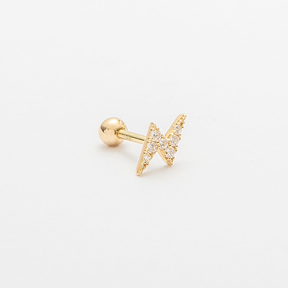 룬느(LUNNE) 14k 번개 큐빅 피어싱 (14k골드)(바두께1mm) #PIB10