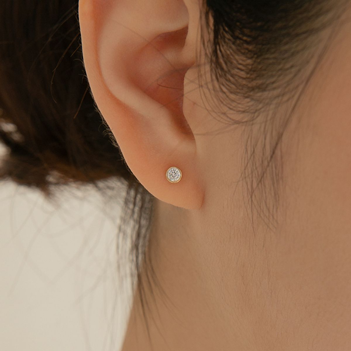 룬느(LUNNE) 14k 라운드 큐 피어싱 (14k골드)(바두께1mm) #PIB11
