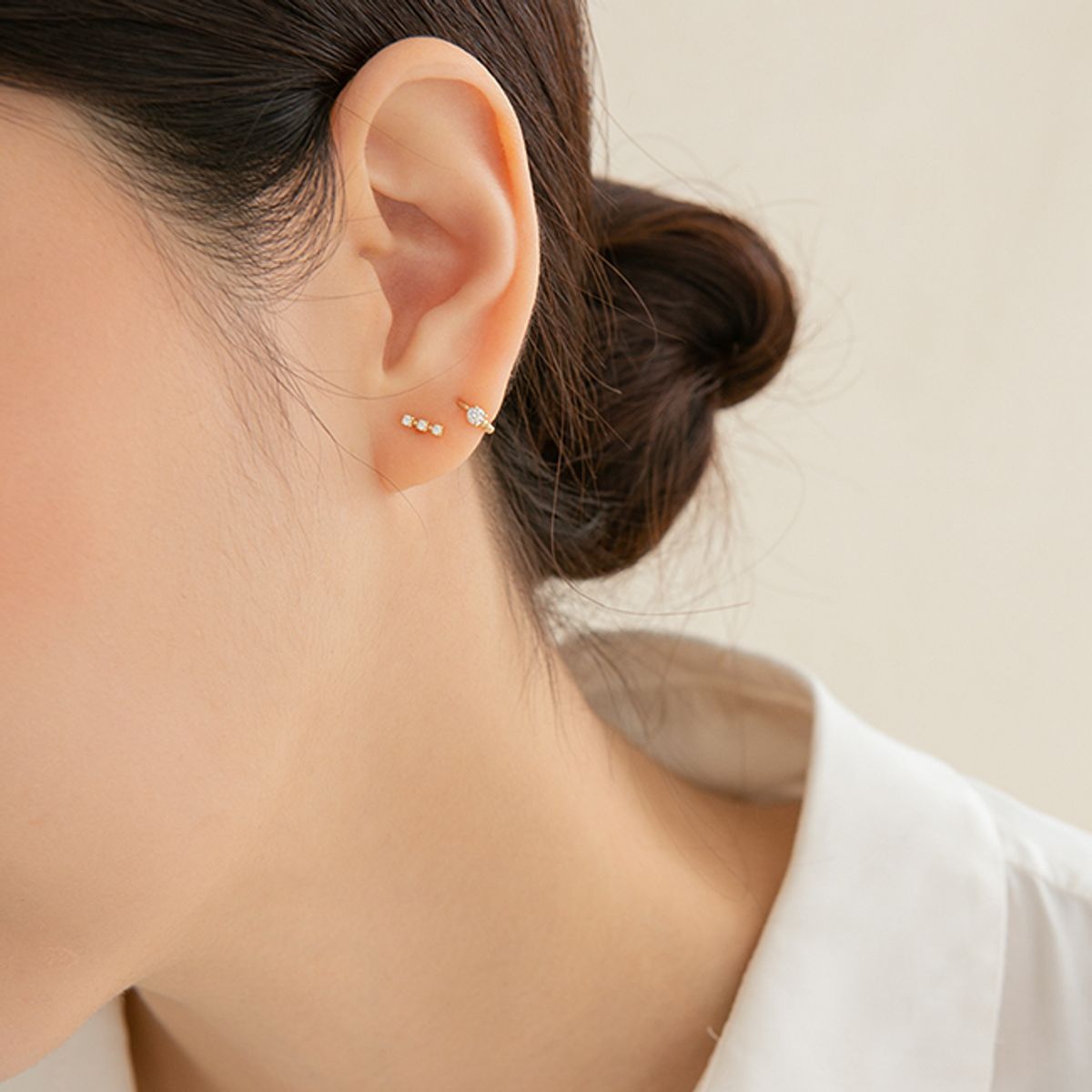 룬느(LUNNE) 14k 트리플 큐 바 피어싱 (14k골드)(바두께1mm) #PIB13