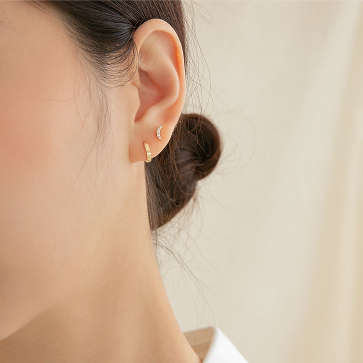 룬느(LUNNE) 14k 초승달 큐 피어싱 (14k골드)(바두께1mm) #PIB15