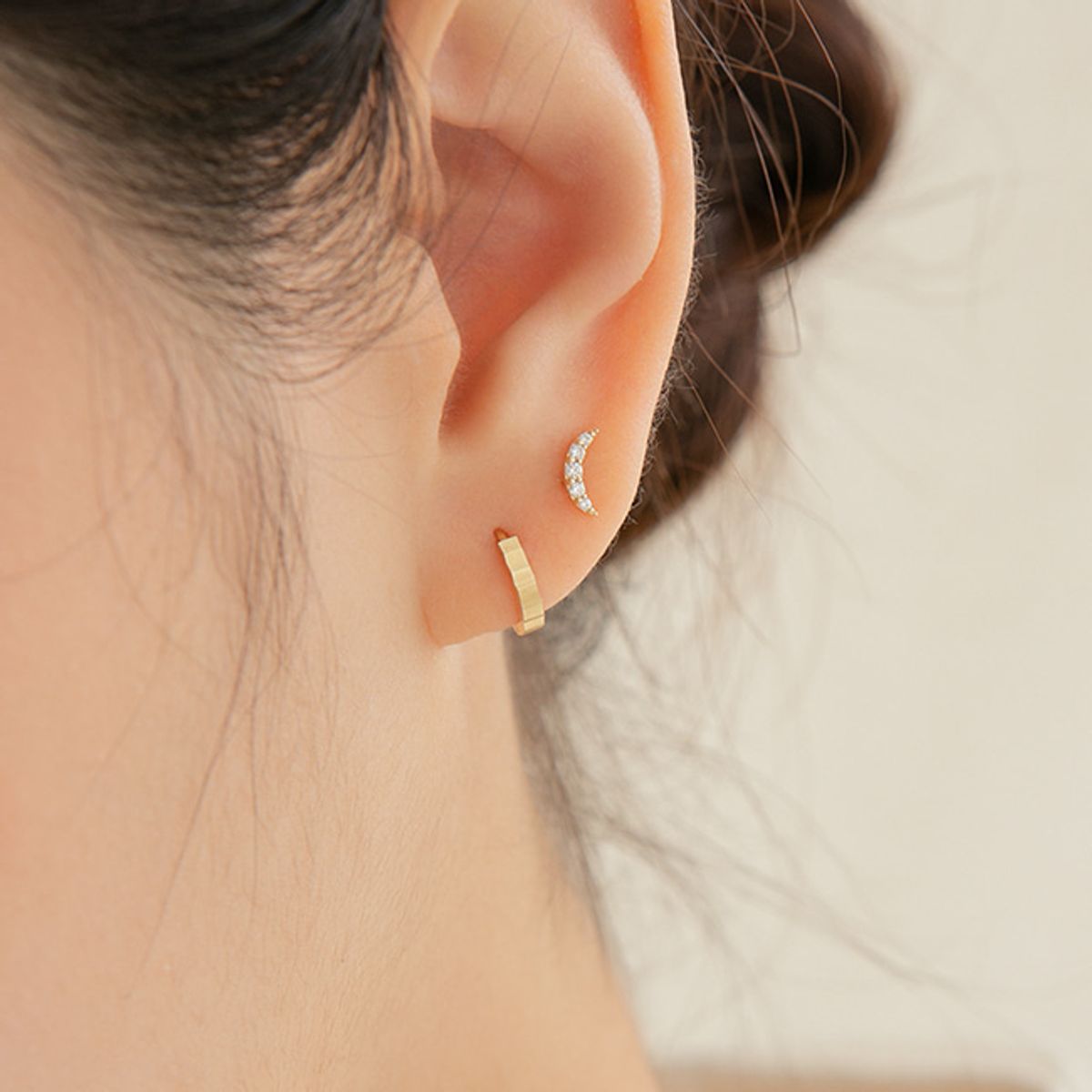 룬느(LUNNE) 14k 초승달 큐 피어싱 (14k골드)(바두께1mm) #PIB15