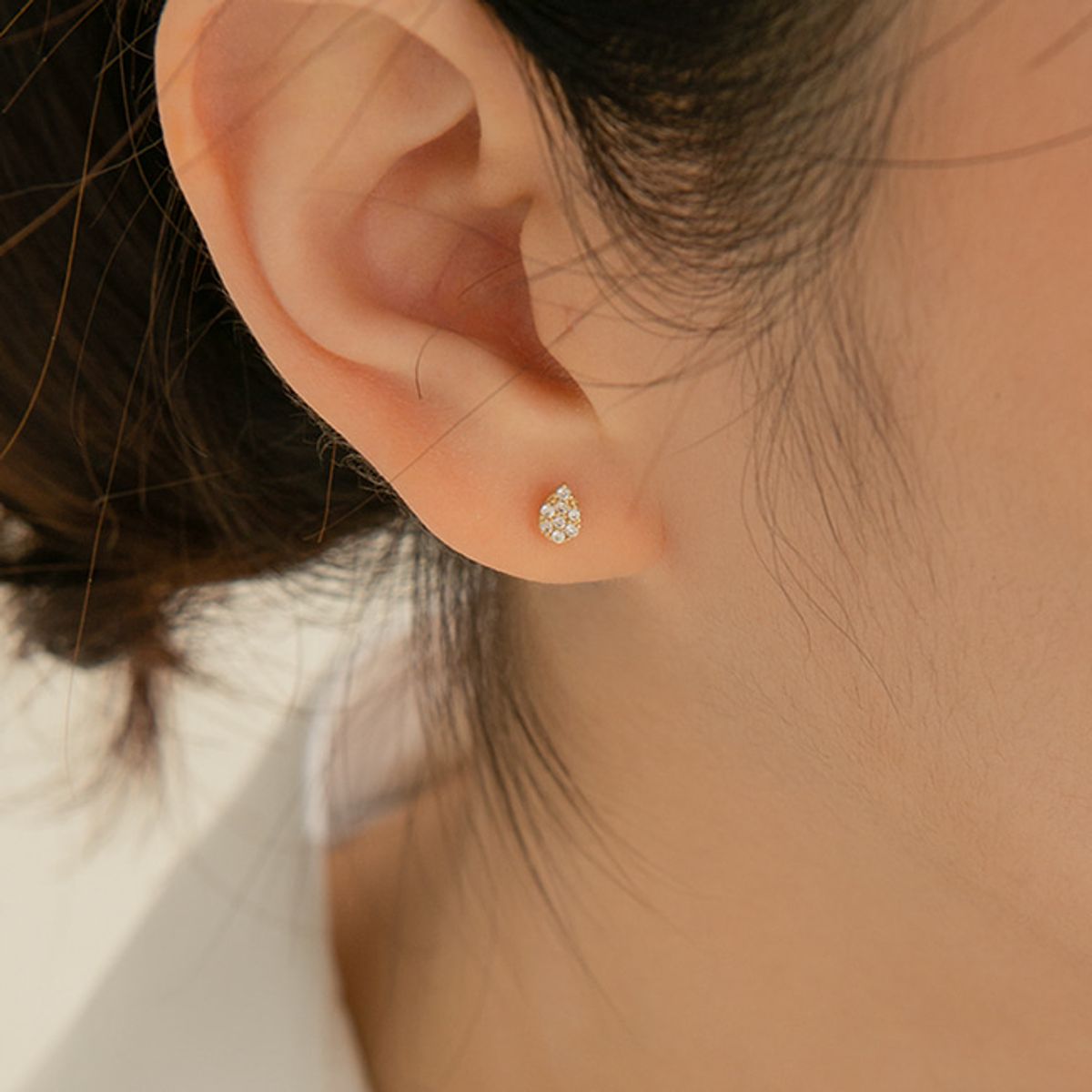 룬느(LUNNE) 14k 미니 물방울 큐 피어싱 (14k골드)(바두께1mm) #PIB16