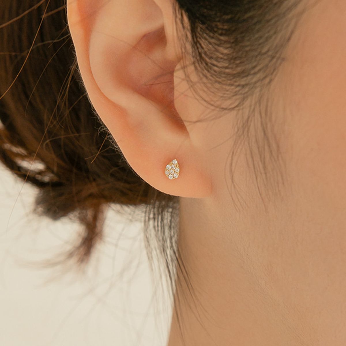 룬느(LUNNE) 14k 미니 물방울 큐 피어싱 (14k골드)(바두께1mm) #PIB16