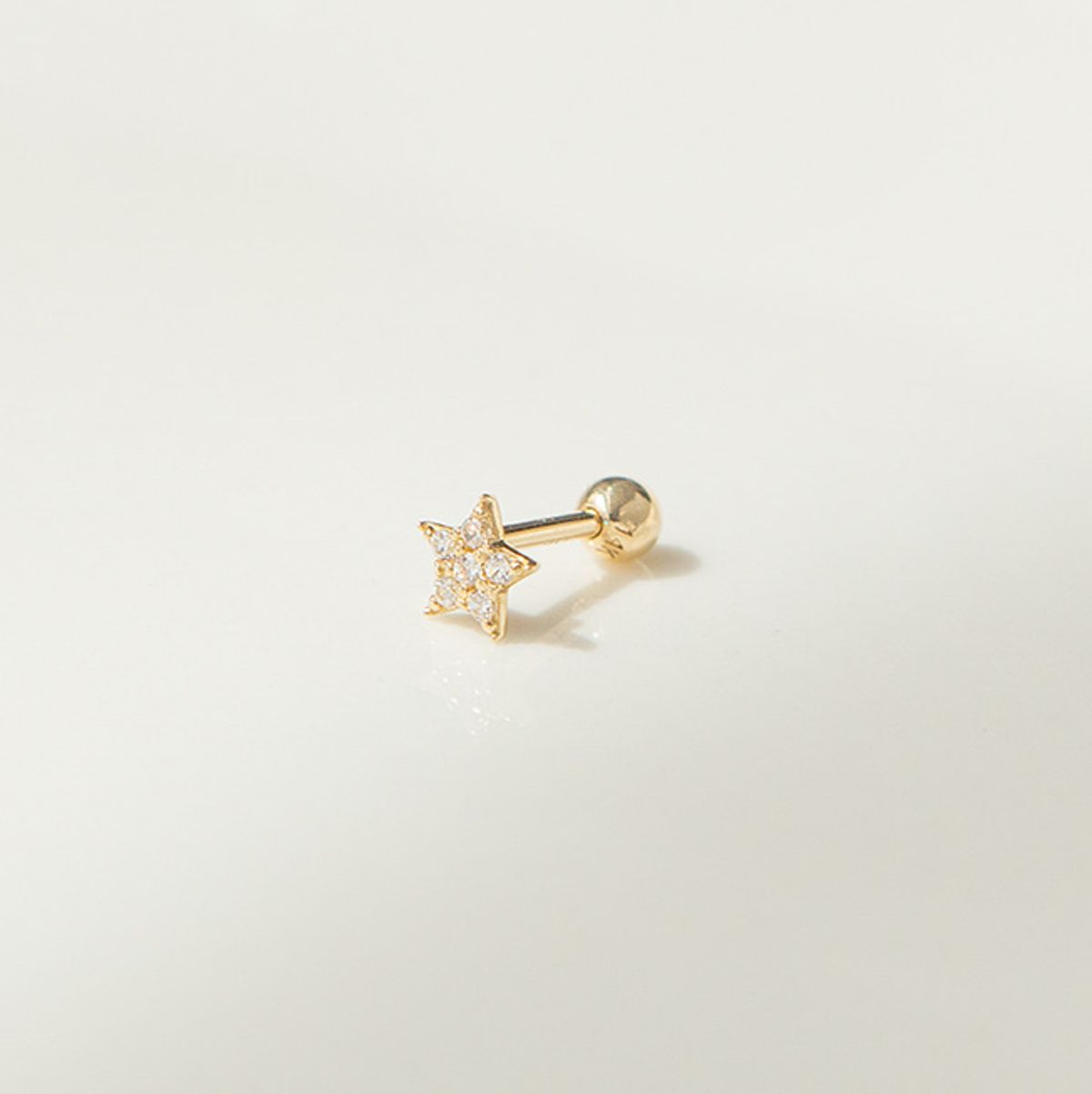 룬느(LUNNE) 14k 프레스 별 큐빅 피어싱 (14k골드)(바두께1mm) S05