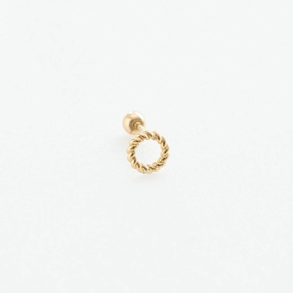 룬느(LUNNE) 14k 꼬임 라운드 피어싱 귀걸이 (14k골드) S14