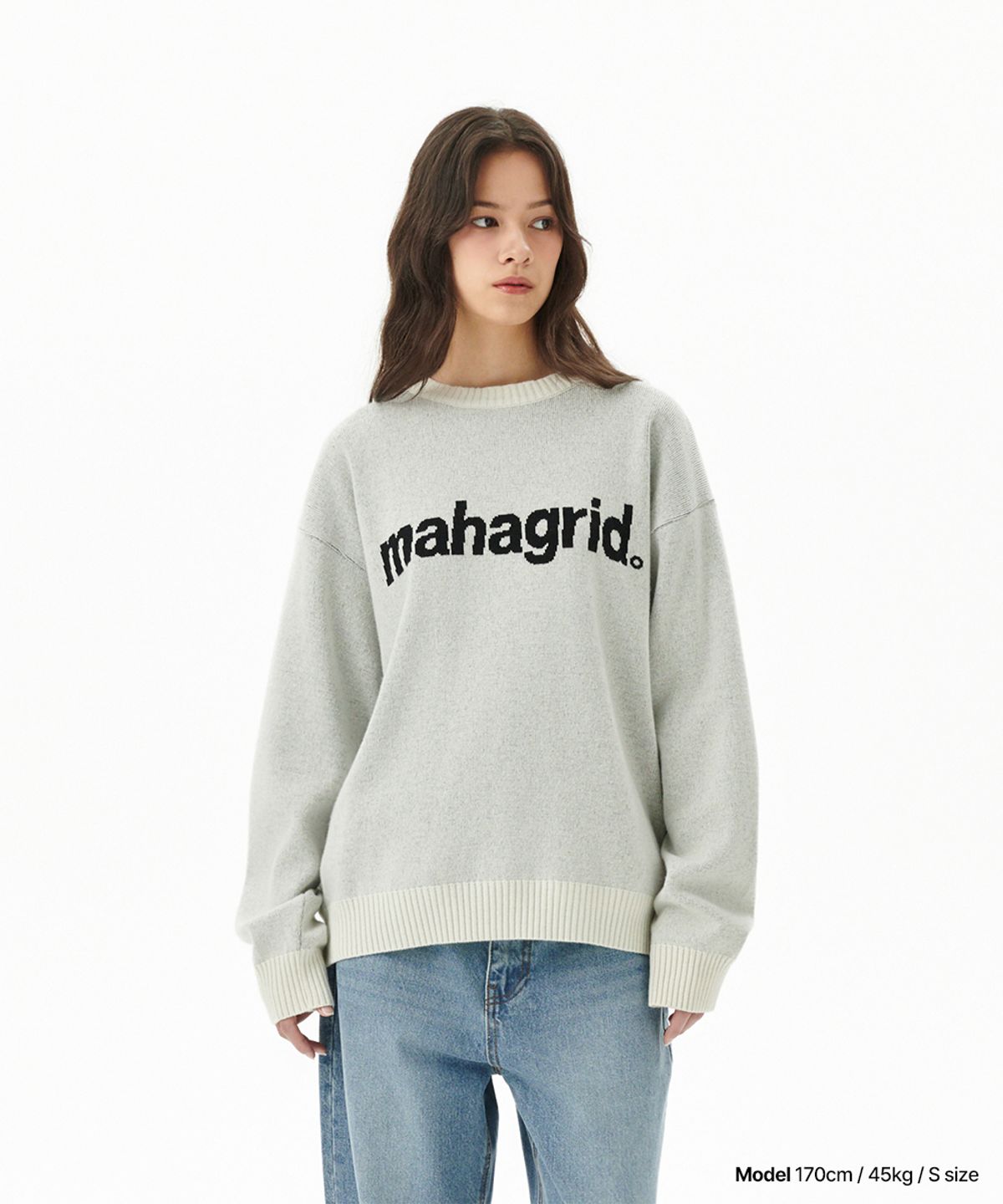 마하그리드(MAHAGRID) BASIC LOGO KNIT SWEATER IVORY(MG2EFMK620A)
