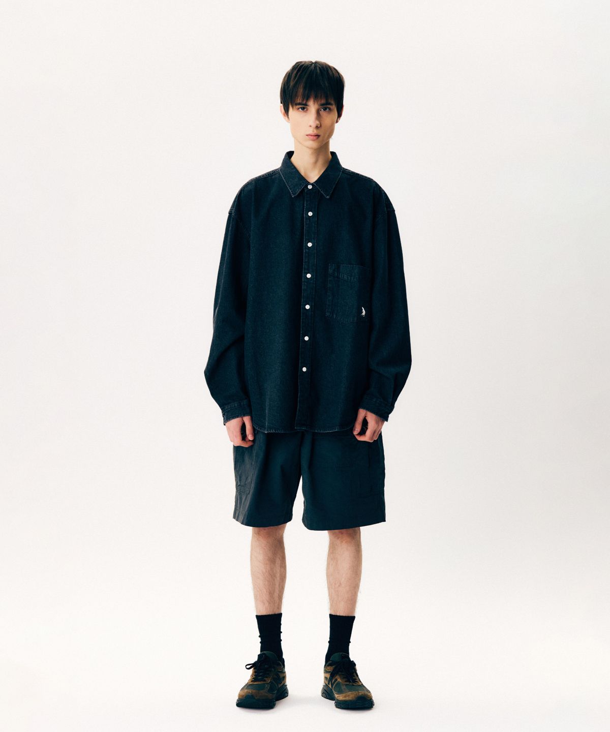 에스피오나지(ESPIONAGE) Denim Over Shirt Light Black