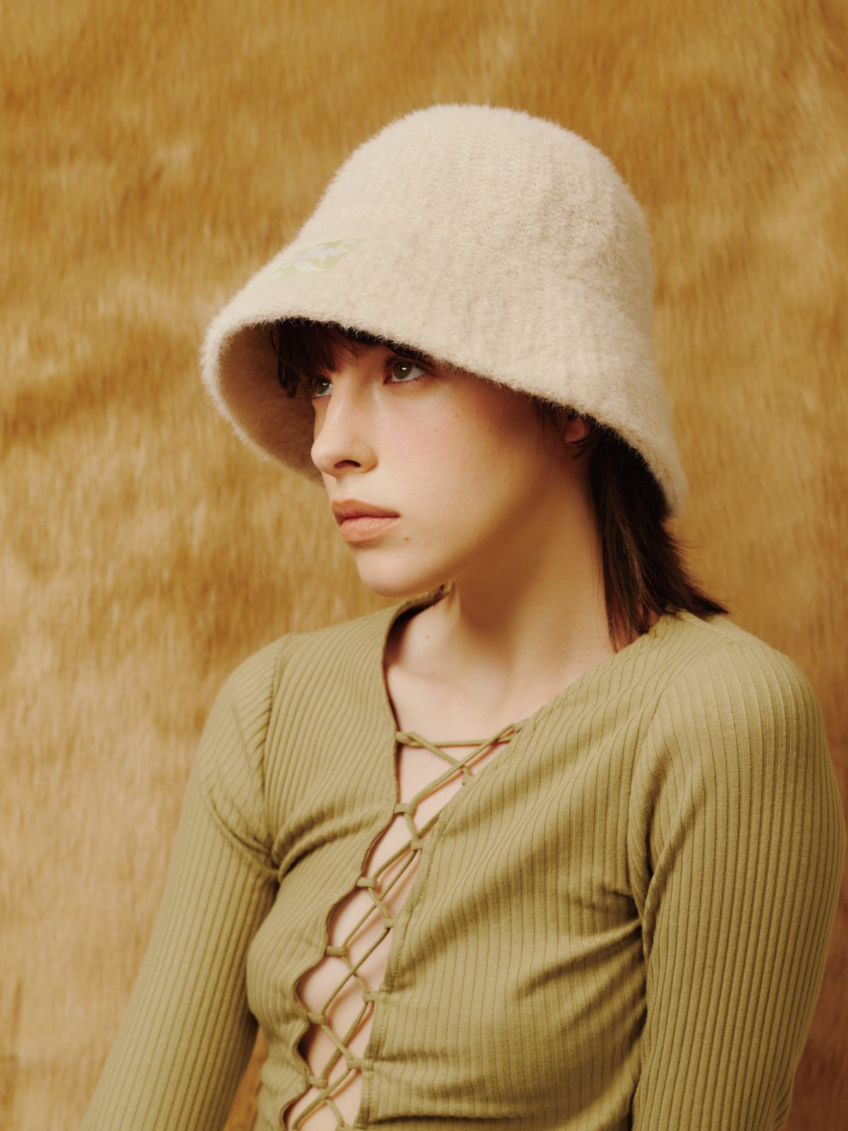 포에지담(POESIEDAME) [Life PORTRAIT] Angora knit hat in Ivory