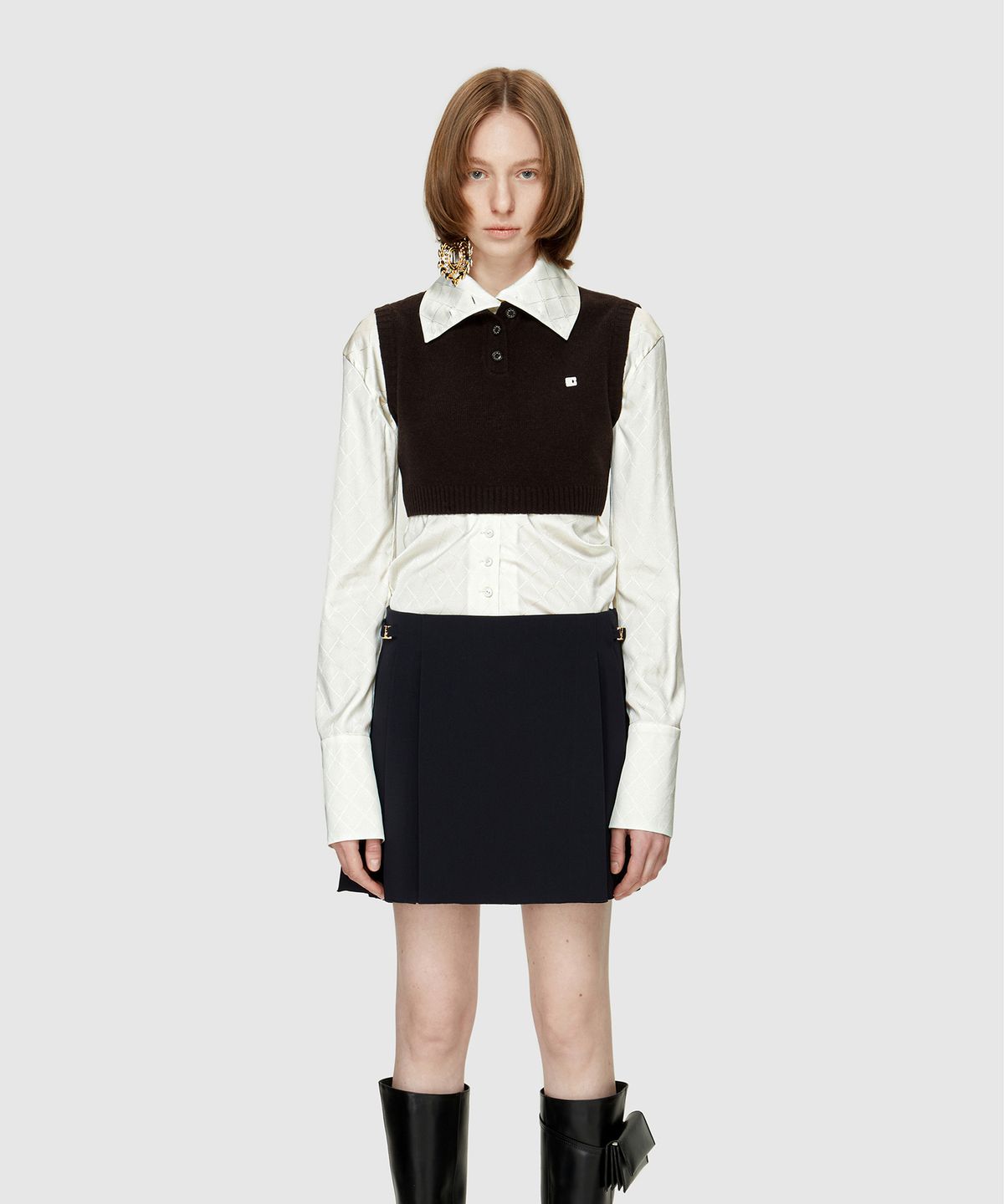로우클래식(LOW CLASSIC) SCHOOL CARDIGAN SET - BROWN