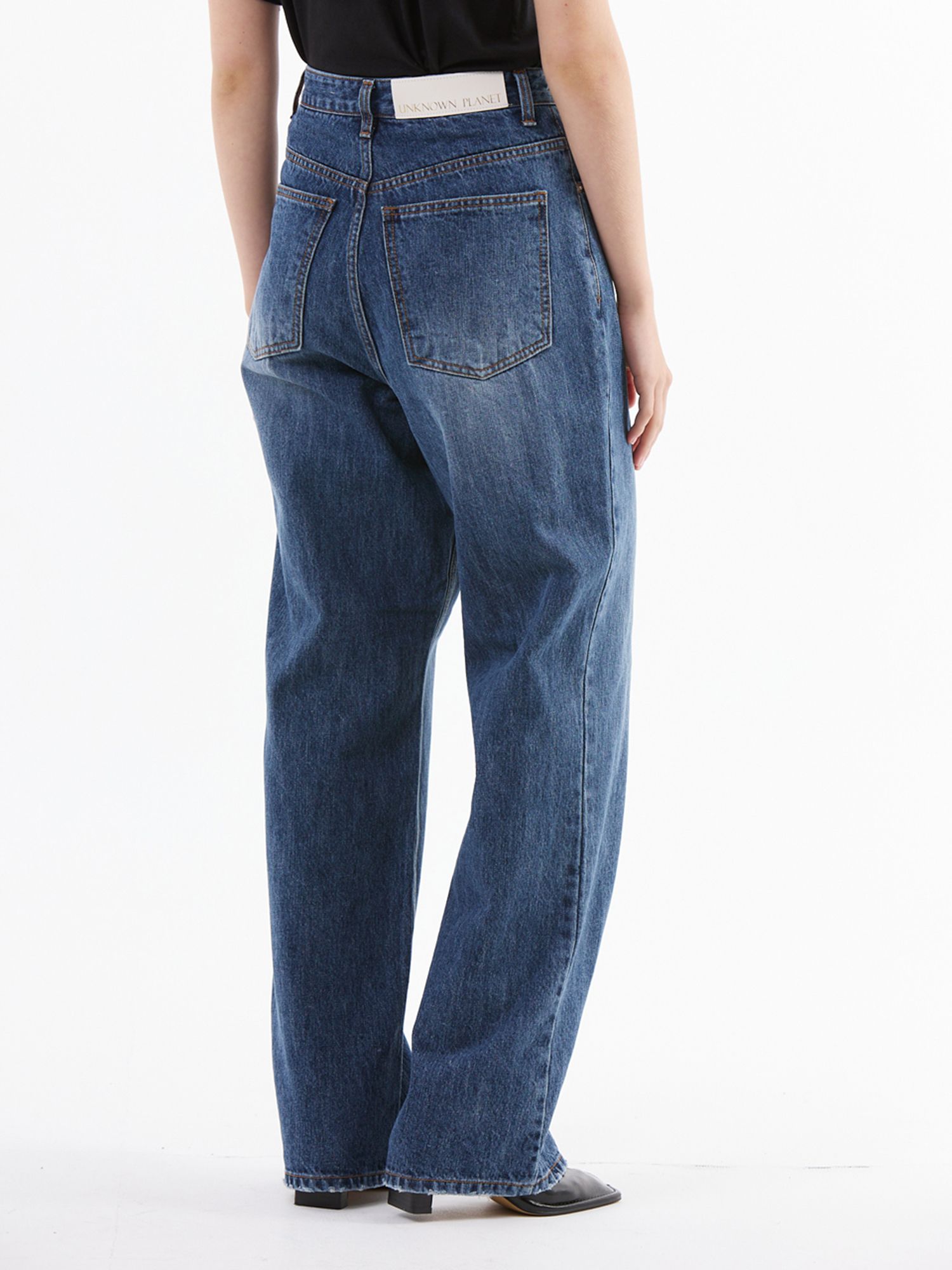 ◆UNKNOWN PLANET◆ Side line wide denim pants dark blue MUSINSA | UNKNOWN PLANET Side line wide denim pants dark blue