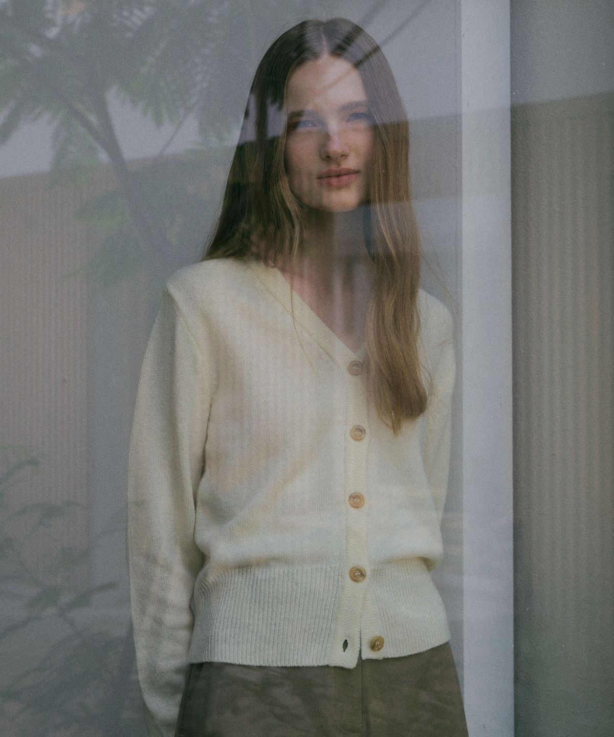 링서울(LINGSEOUL) lambswool plain knit cardigan-ivory