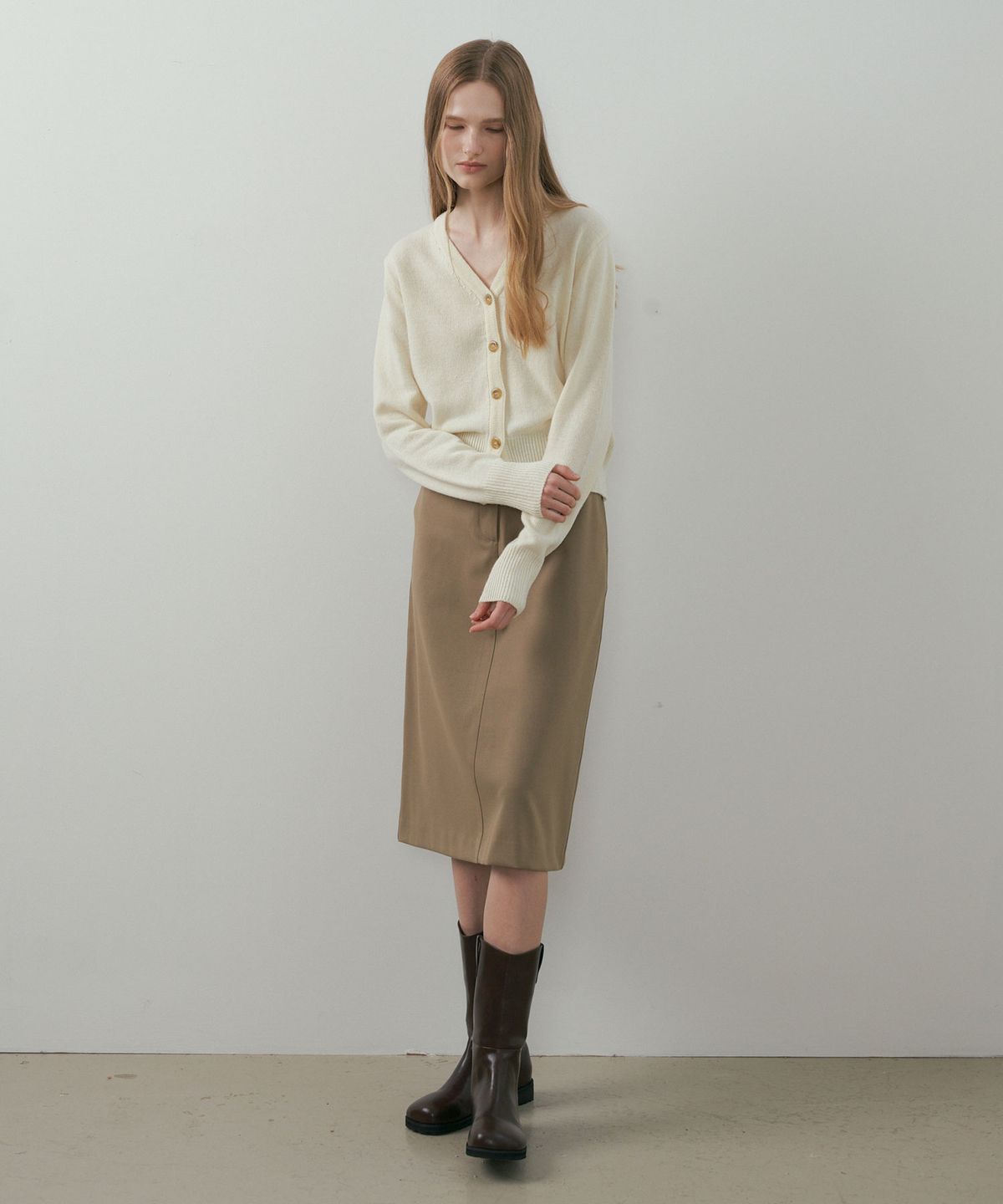 링서울(LINGSEOUL) lambswool plain knit cardigan-ivory