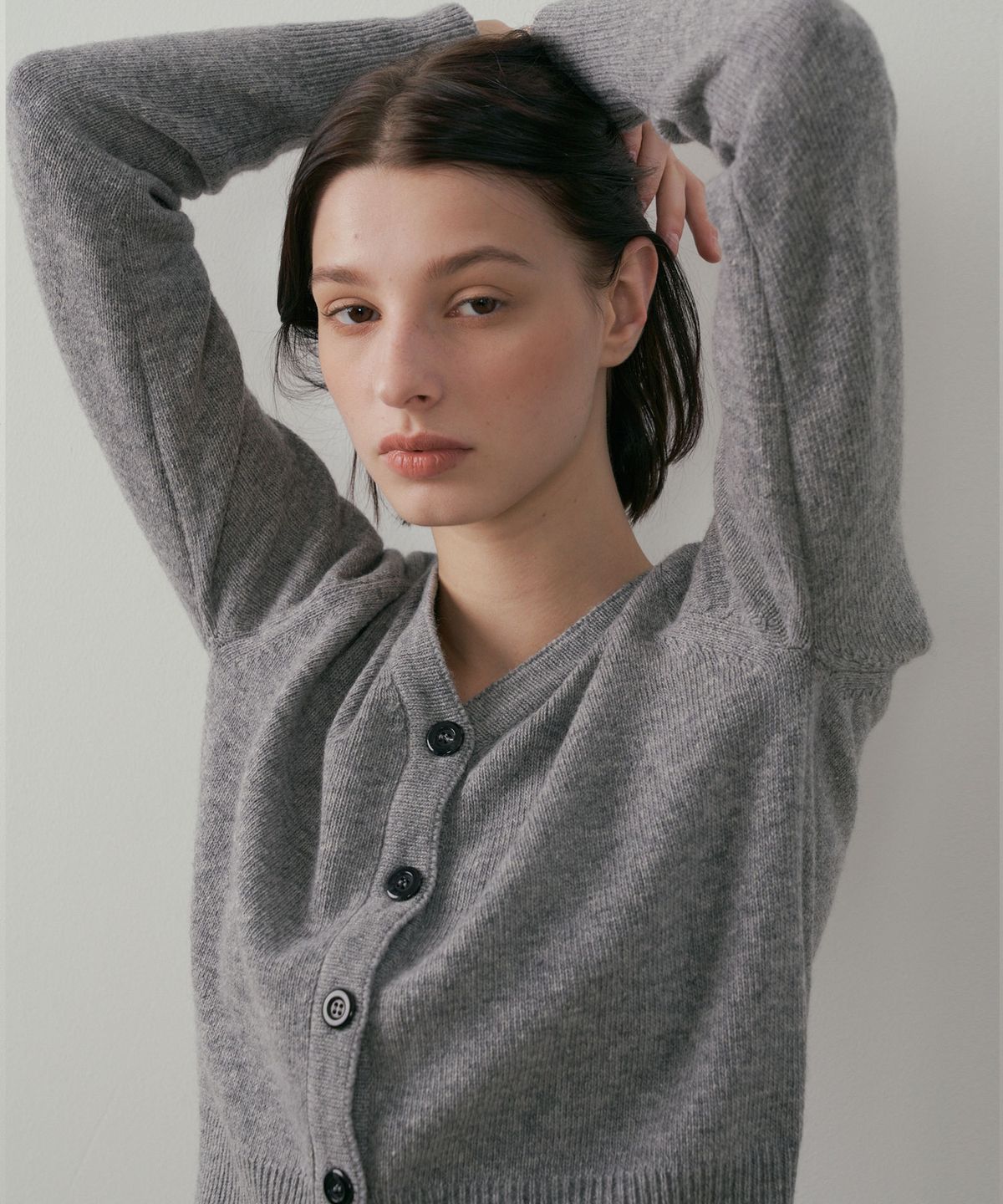 링서울(LINGSEOUL) lambswool plain knit cardigan-grey
