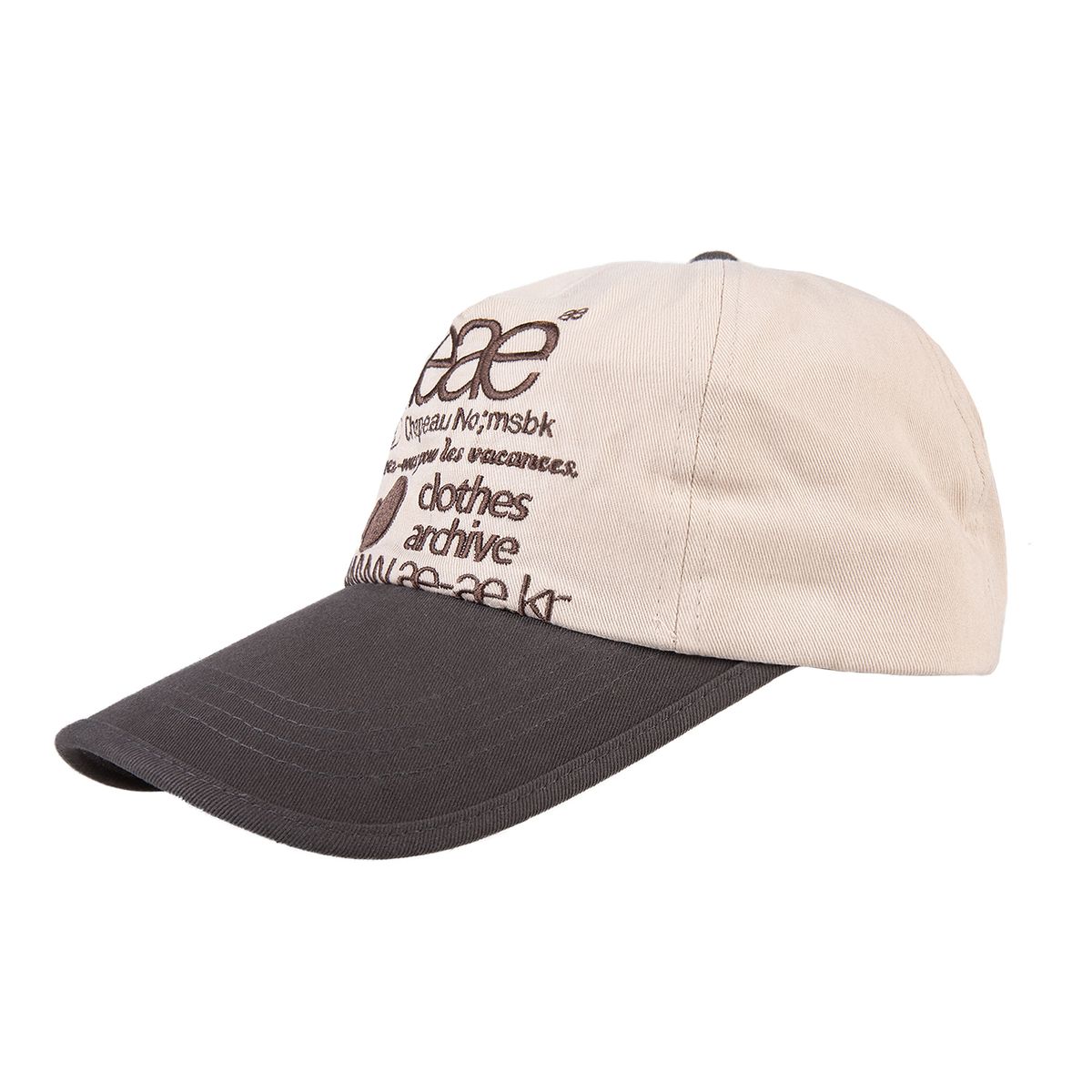 에이이에이이(AEAE) WEB LOGO 5PANNEL CAP [CHARCOAL/MOCA]