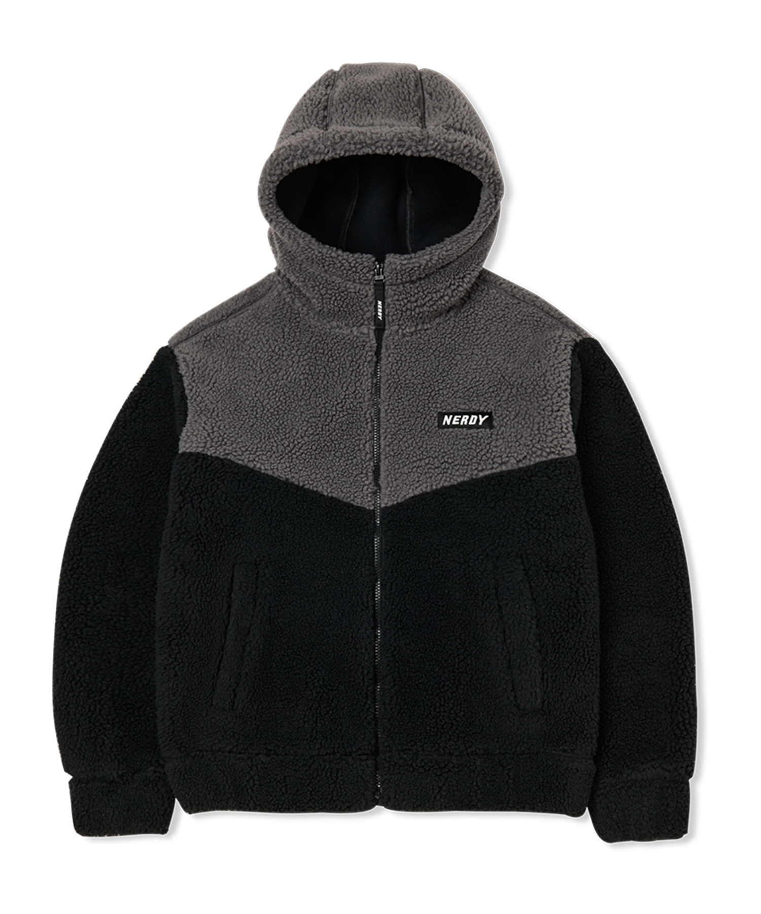 NERDY公式 フードジャケット Tone-on-tone fleece hoodie jacket MUSINSA | NERDY Tone on Tone Fleece Hoody Jacket Black