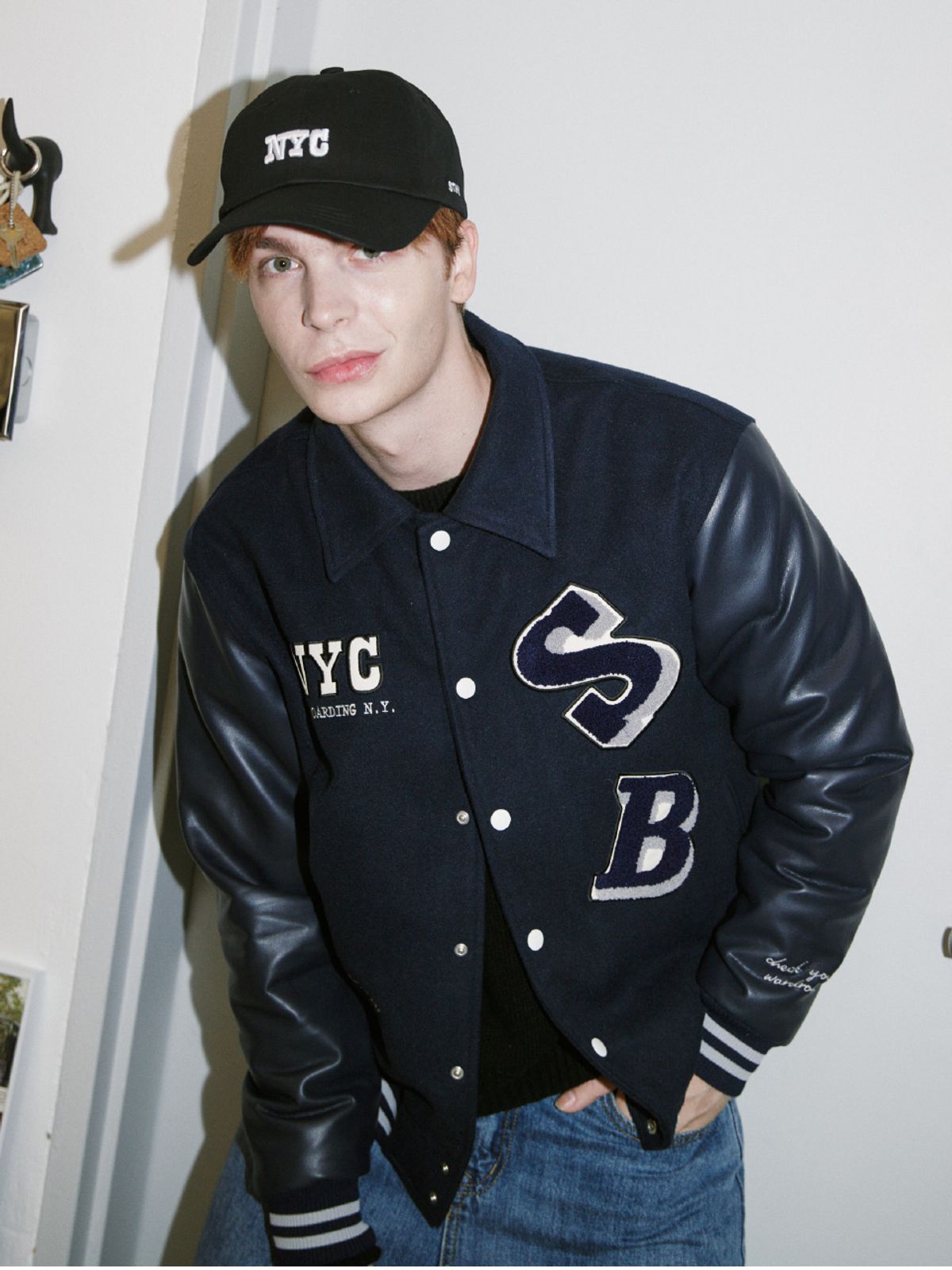 스튜(STHU) Navy  Collar Stadium Jacket