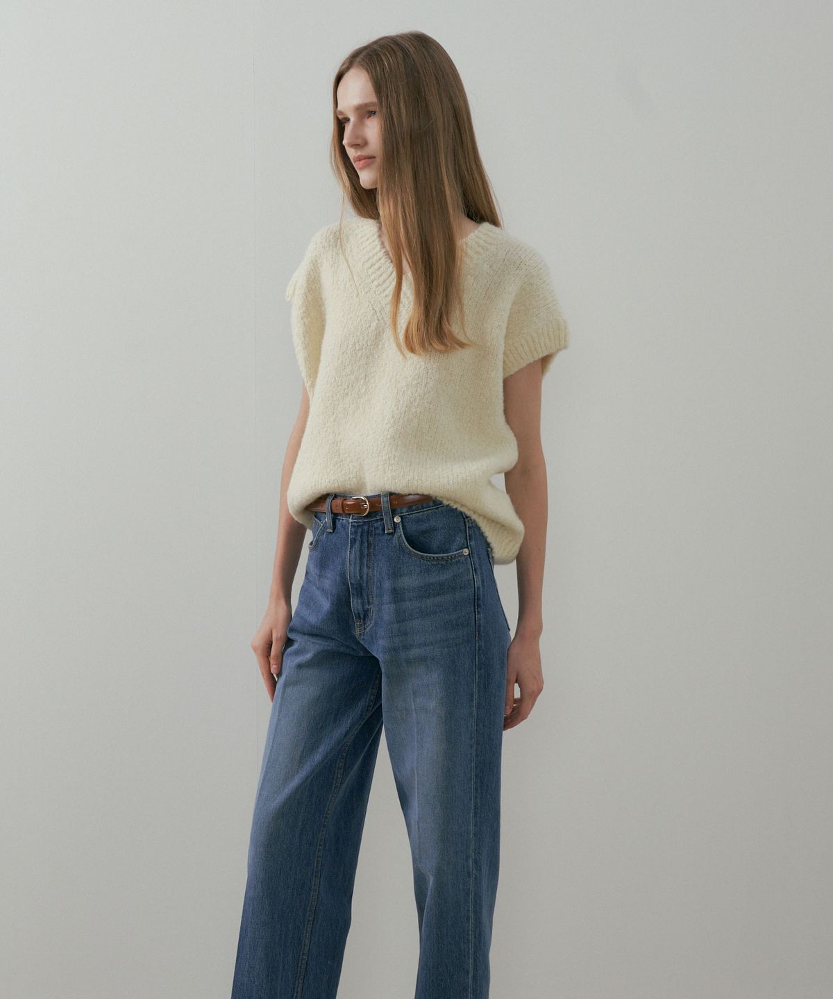 링서울(LINGSEOUL) alpaca v-neck knit vest-cream