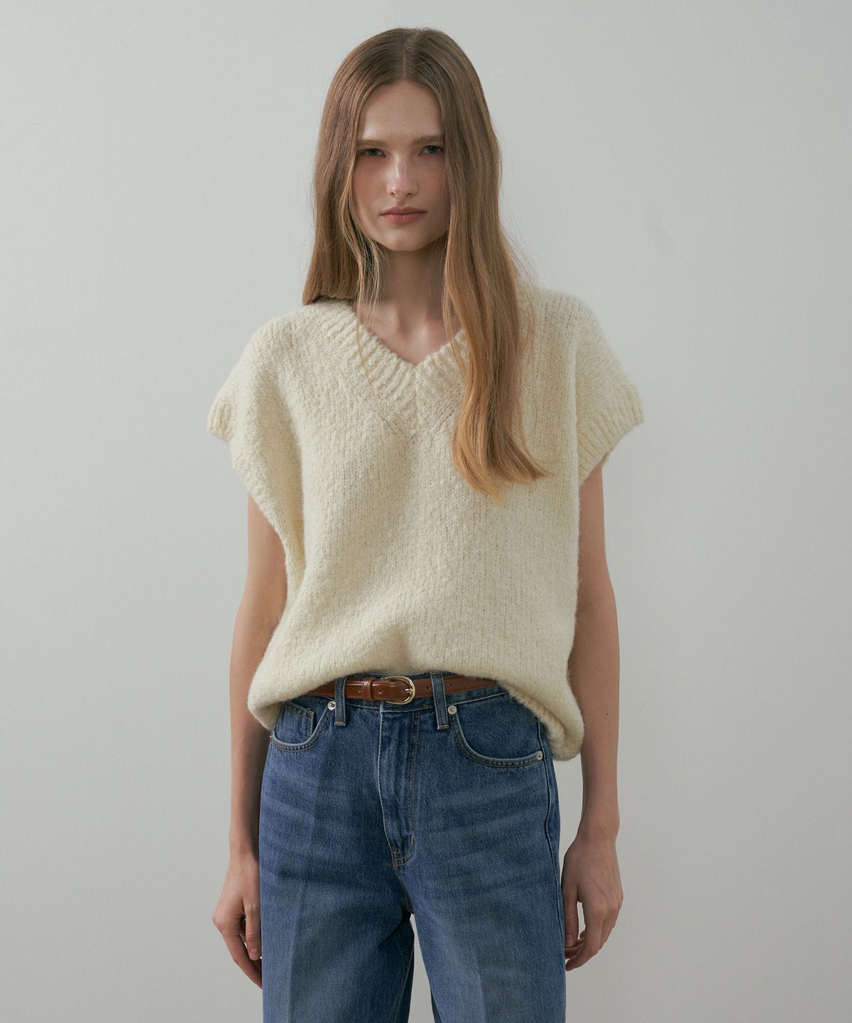 링서울(LINGSEOUL) alpaca v-neck knit vest-cream