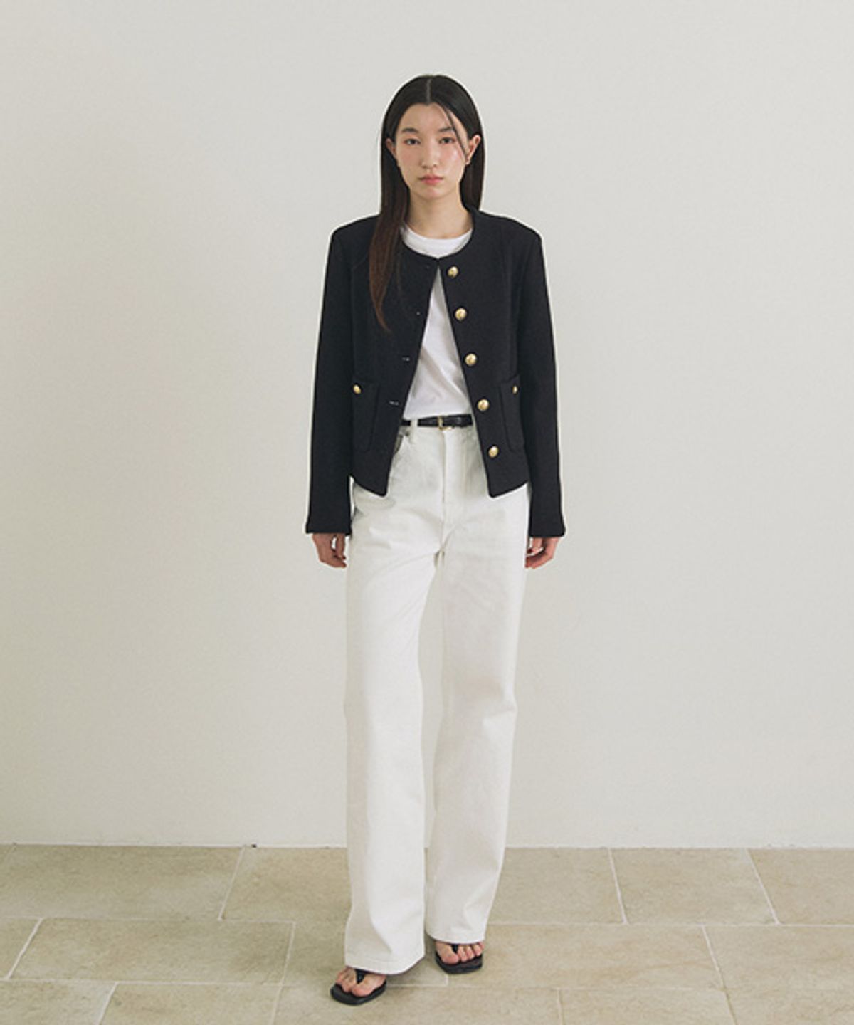 링서울(LINGSEOUL) gold button tweed jacket-black