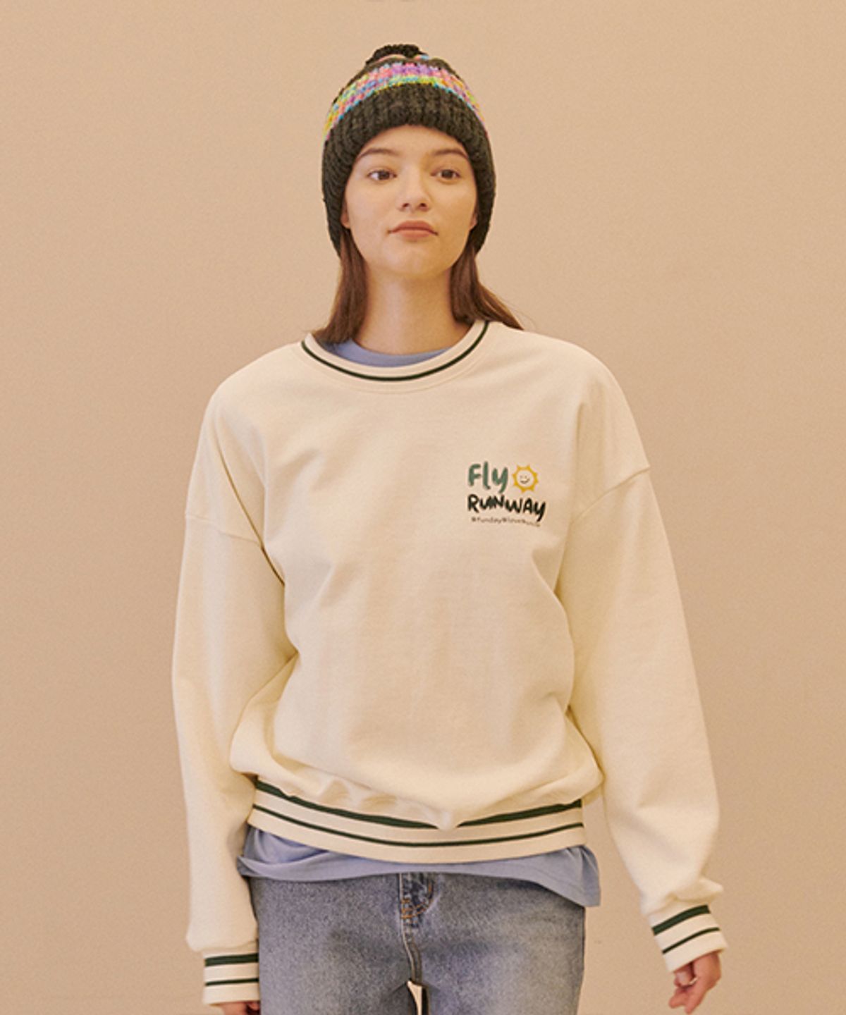 플라이런웨이(FLY RUNWAY) 데일리 리마인더 플라이런웨이 스웻셔츠-아이보리