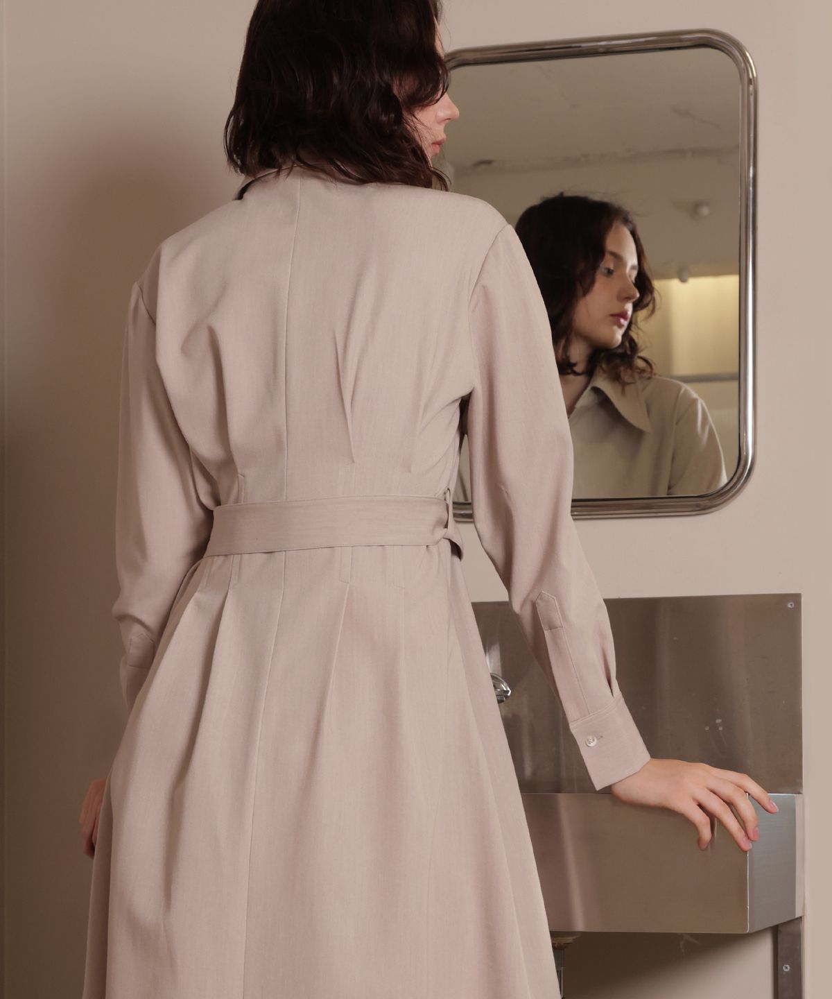 러브참(LOVECHARM) [케이트 벨트 드레스_베이지]Kate belt dress_ Beige
