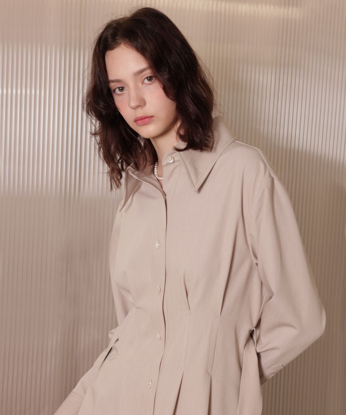 러브참(LOVECHARM) [케이트 벨트 드레스_베이지]Kate belt dress_ Beige