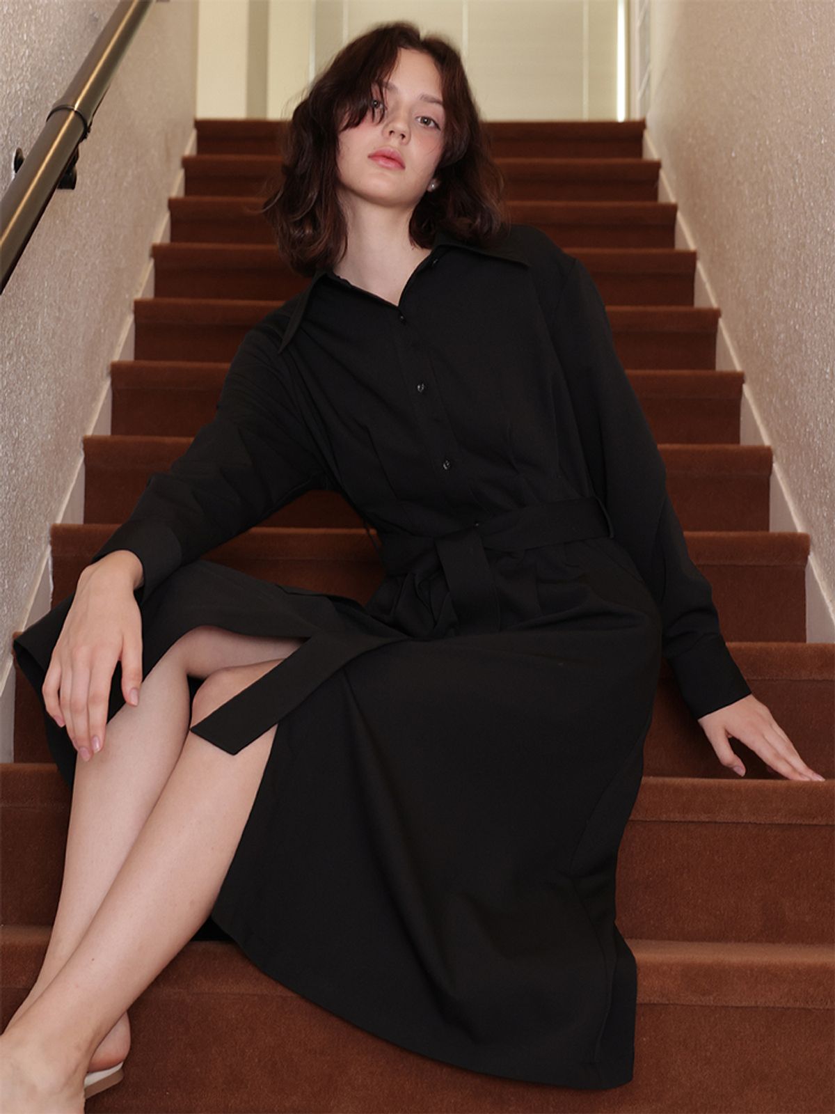러브참(LOVECHARM) [케이트 벨트 드레스_블랙]Kate belt dress_Black
