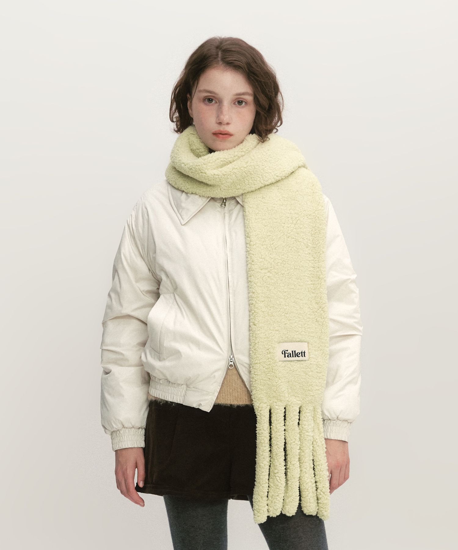 MUSINSA | FALLETT Boucle Pocket Scarf Ivory