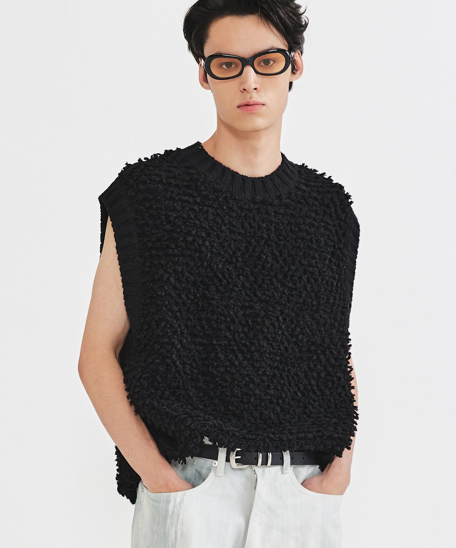 ★関税込★FALLETT★FUZZY HAIRY KNIT VEST★ベスト★ ☆韓国の人気☆【FALLETT】☆FUZZY HAIRY KNIT VES.T☆ベスト