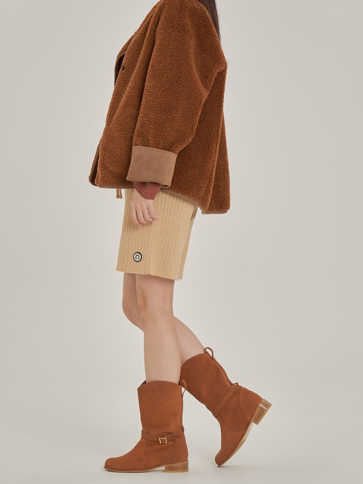 쥬다르(JEU DART) split half riding boots camel