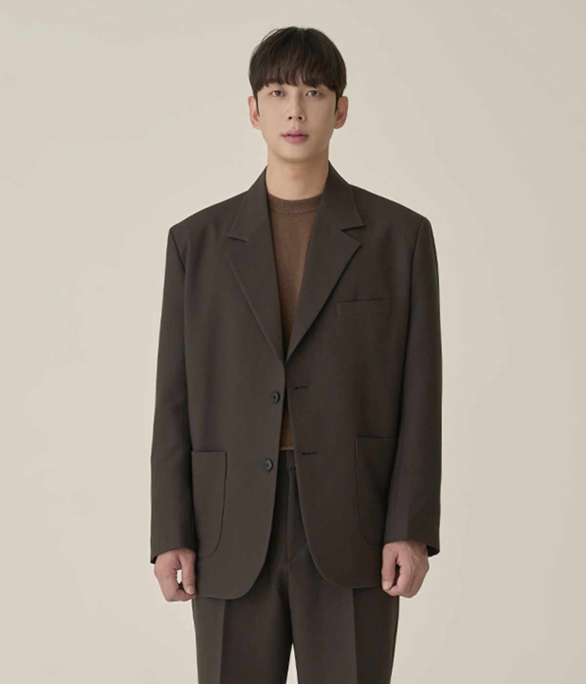 효지(HYOJI) [사계절][세트상품] 커스터마이징 핏 셋업 수트 (카키브라운)