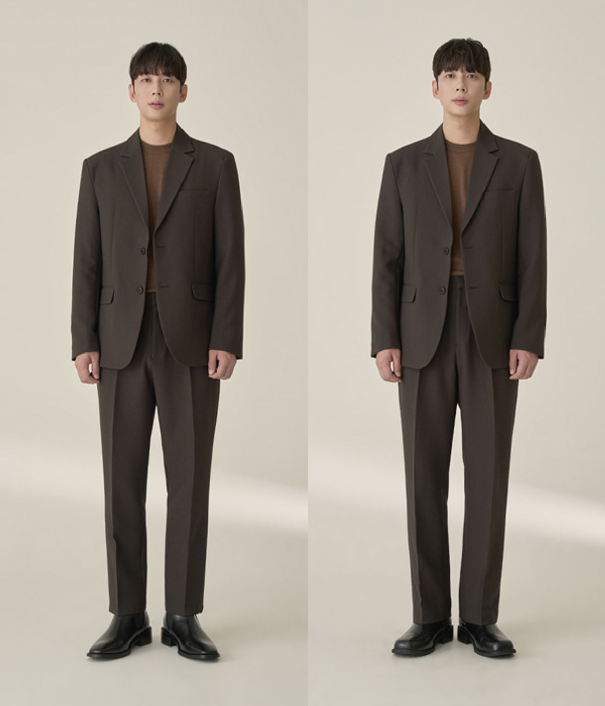 효지(HYOJI) [사계절][세트상품] 커스터마이징 핏 셋업 수트 (카키브라운)