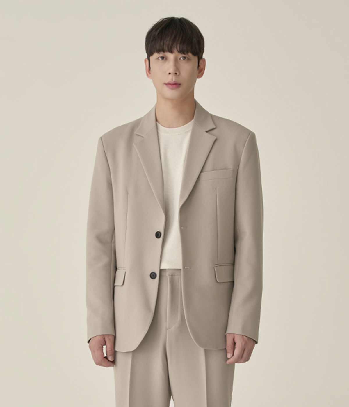 효지(HYOJI) [사계절] 에센셜 세미오버 수트 (그레이쉬 베이지)(세트상품)