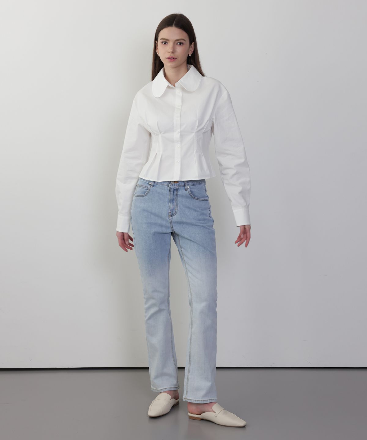 러브참(LOVECHARM) [플린 핀턱 셔츠_화이트] Flynn Waist Pintuck Shirt_White