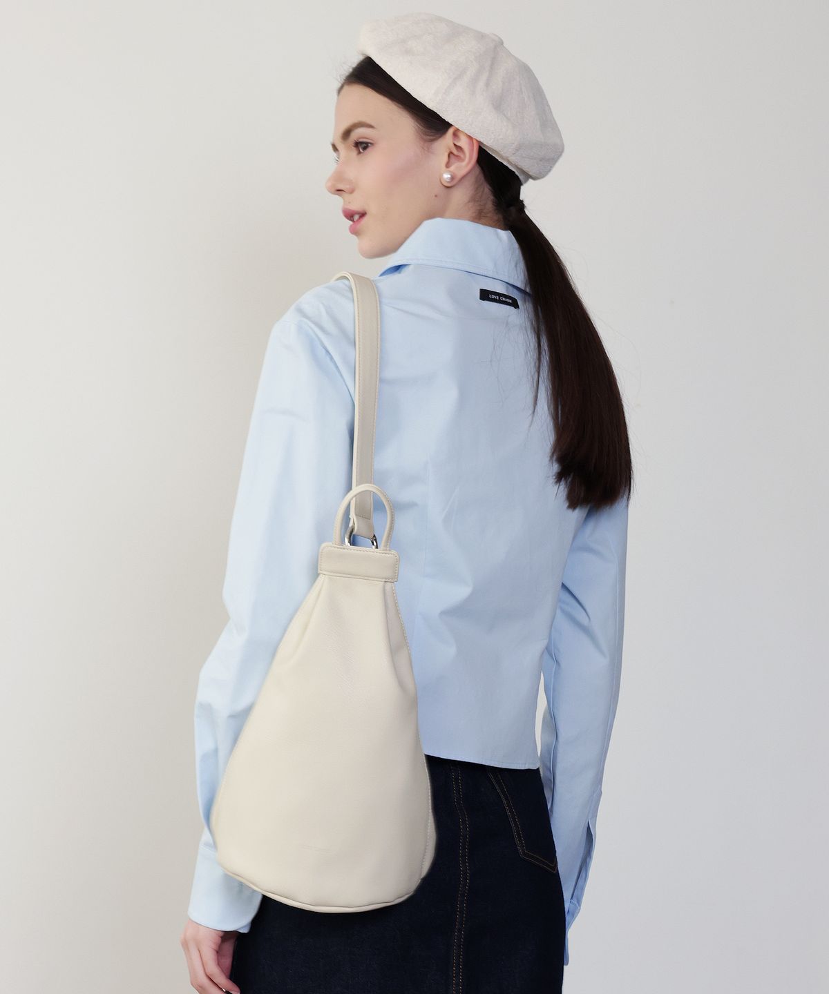러브참(LOVECHARM) [플린 핀턱 셔츠_스카이블루] Flynn Waist Pintuck Shirt_Skyblue