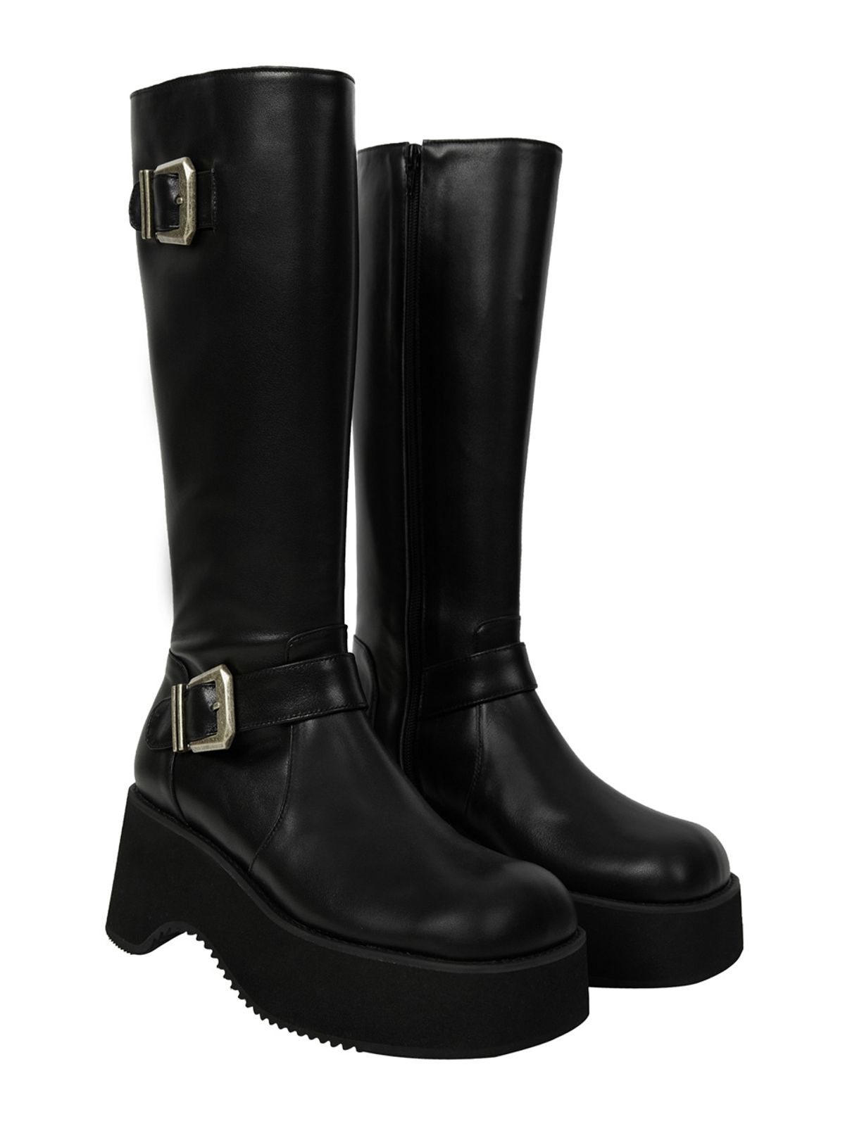 세릭(CERRIC) SQUARE TOE T-BAR PLATFORM BOOTS / BLACK