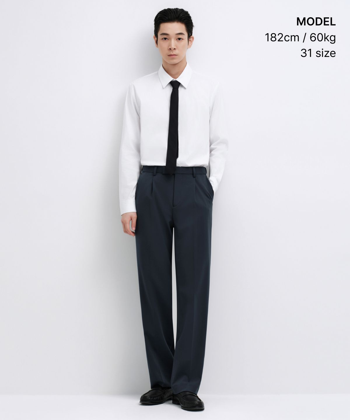 무신사 스탠다드(MUSINSA STANDARD) 와이드 히든 밴딩 슬랙스 [아이언 그레이]