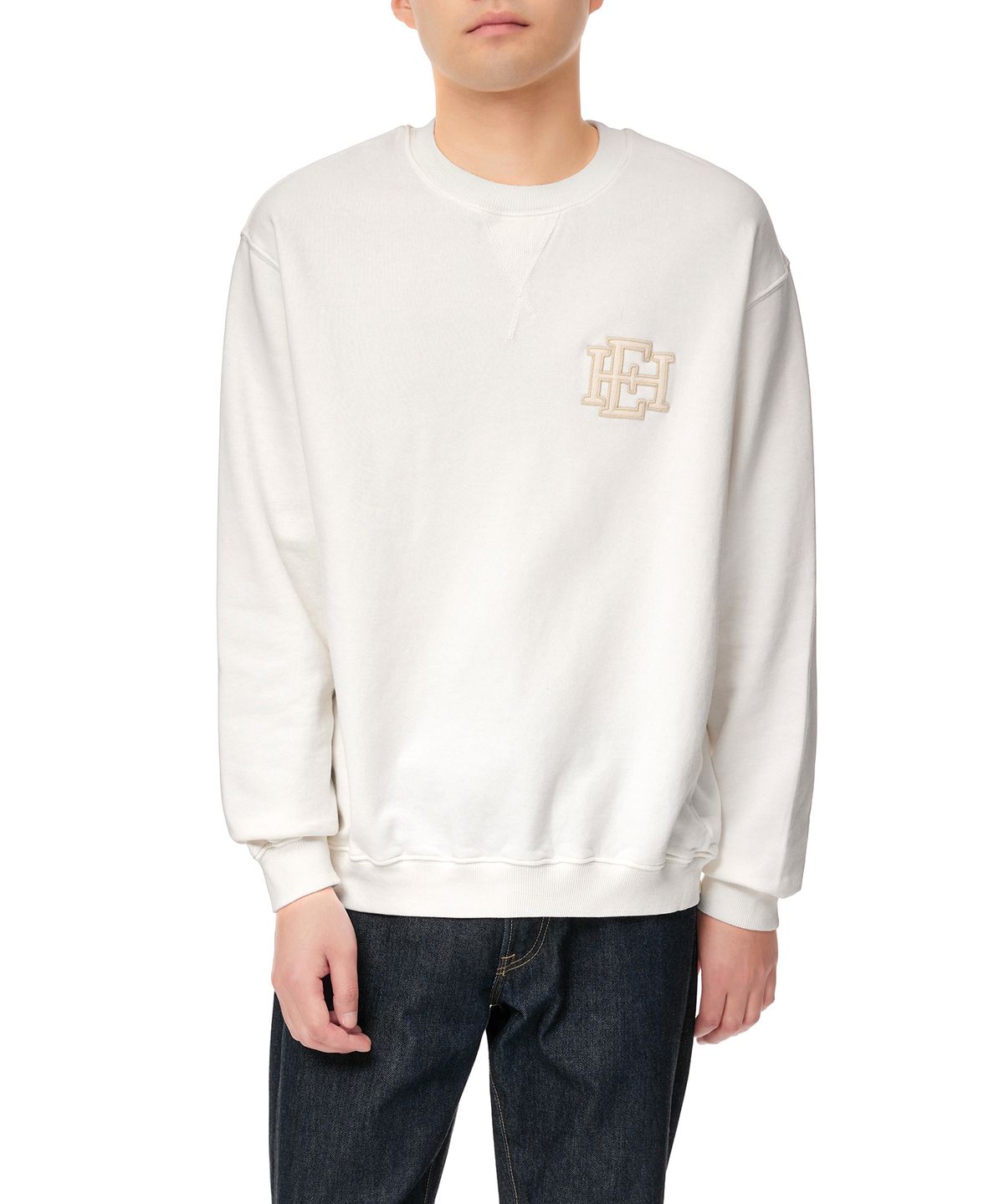 이스트 하버 서플러스(EAST HARBOUR SURPLUS) 로고 프린트 워시드 스웻셔츠 오프 화이트 / BEATLES 56
