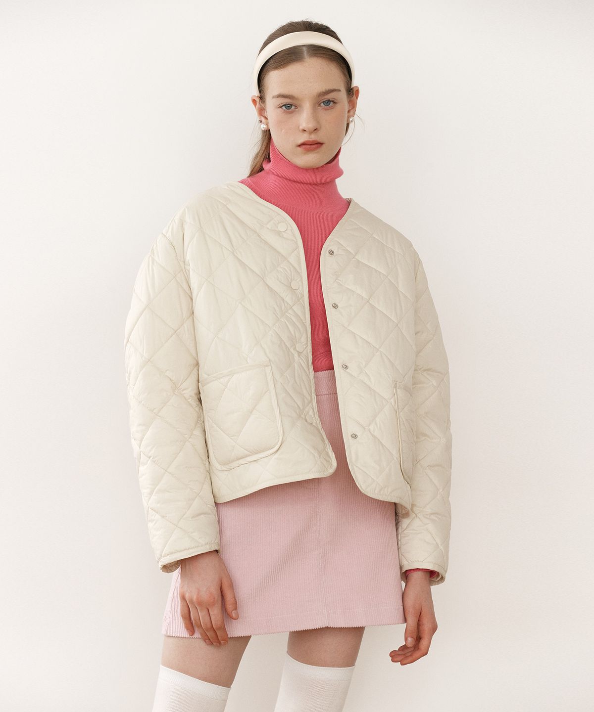 로라로라(ROLAROLA) QUILTING SHORT JACKET IVORY