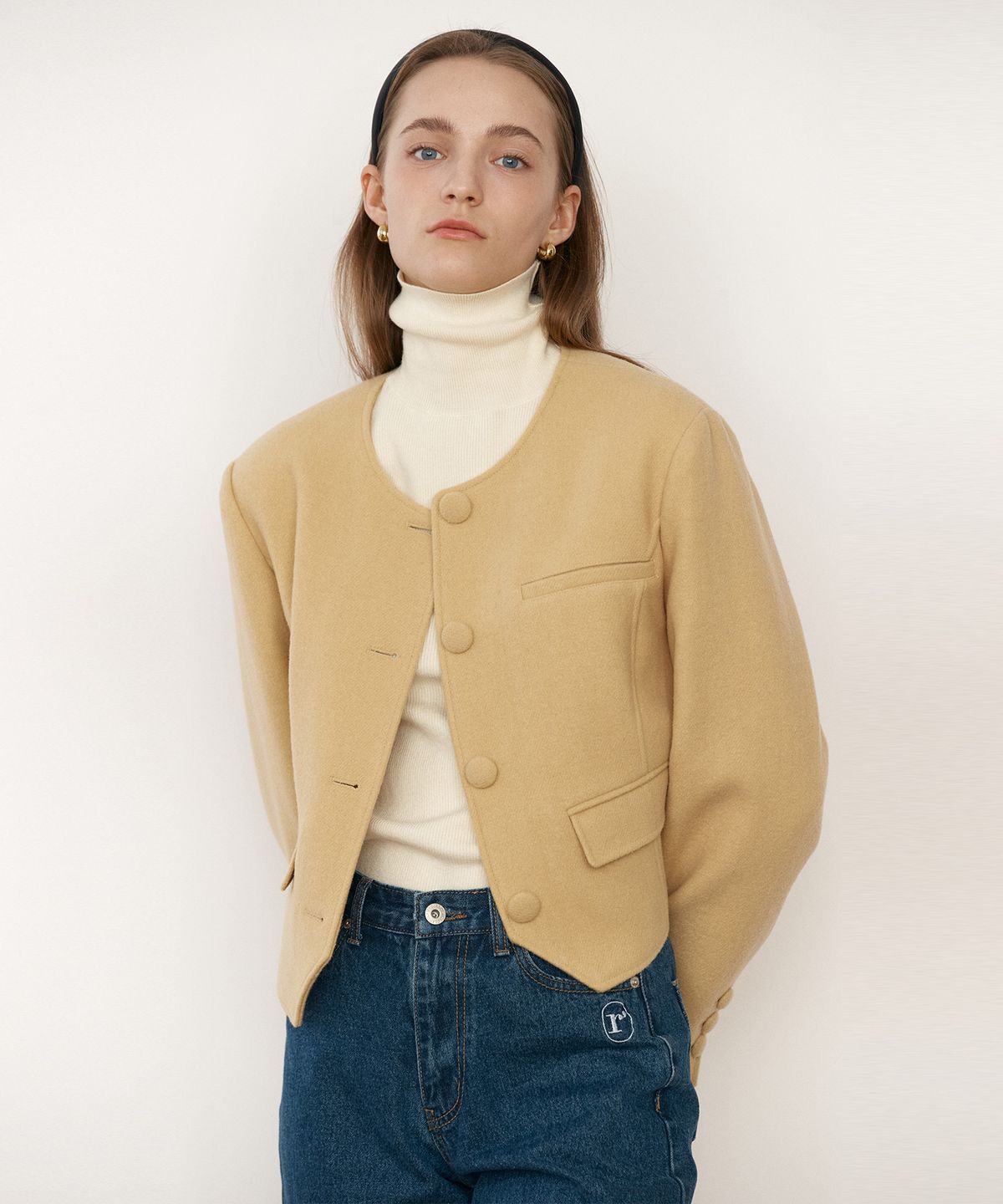 로라로라(ROLAROLA) WOOL SINGLE JACKET YELLOW