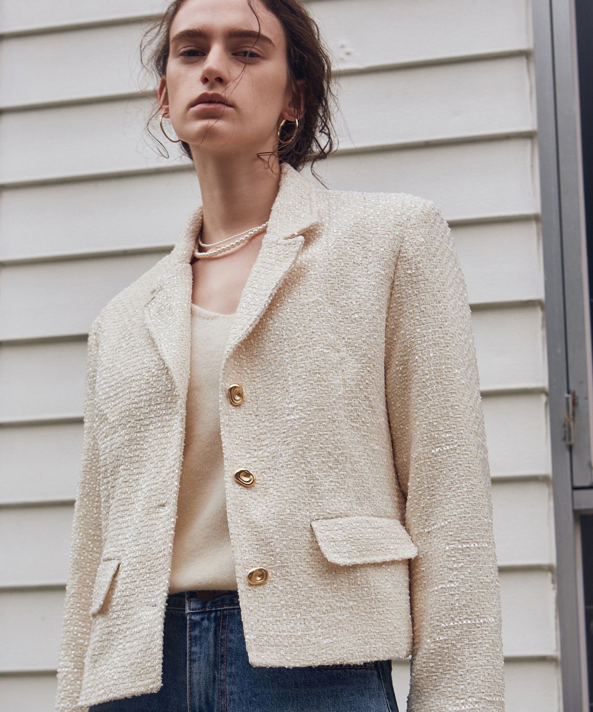 닉앤니콜(NICK&NICOLE) FORMAL TWEED JACKET_CREAM