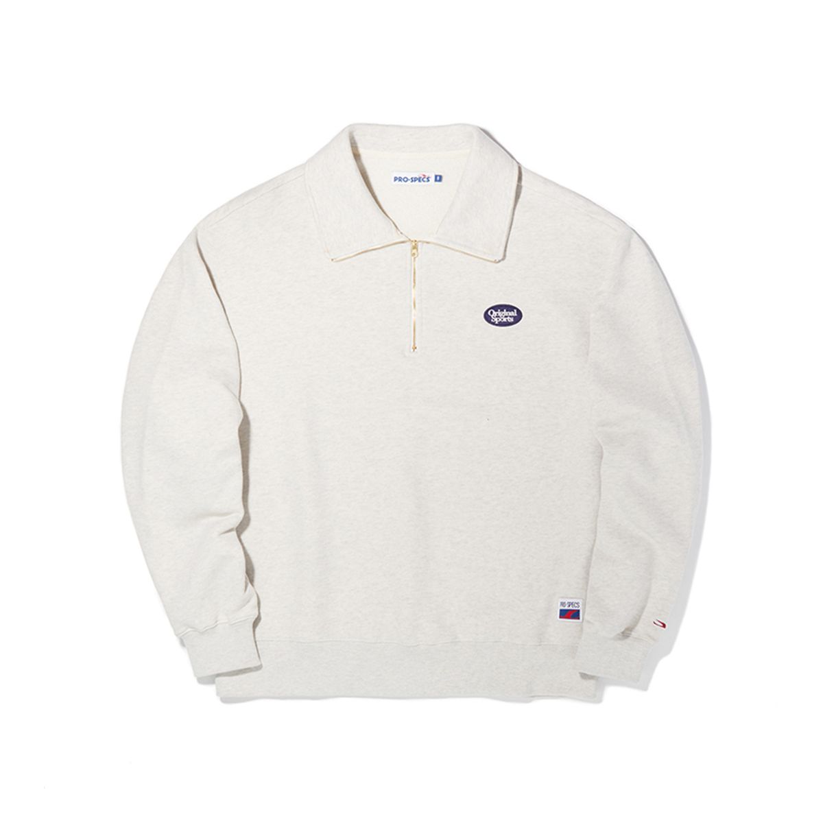 프로-스펙스(PRO-SPECS) OS HALF ZIP UP CREW NECK SWEAT SHIRT OATMEAL
