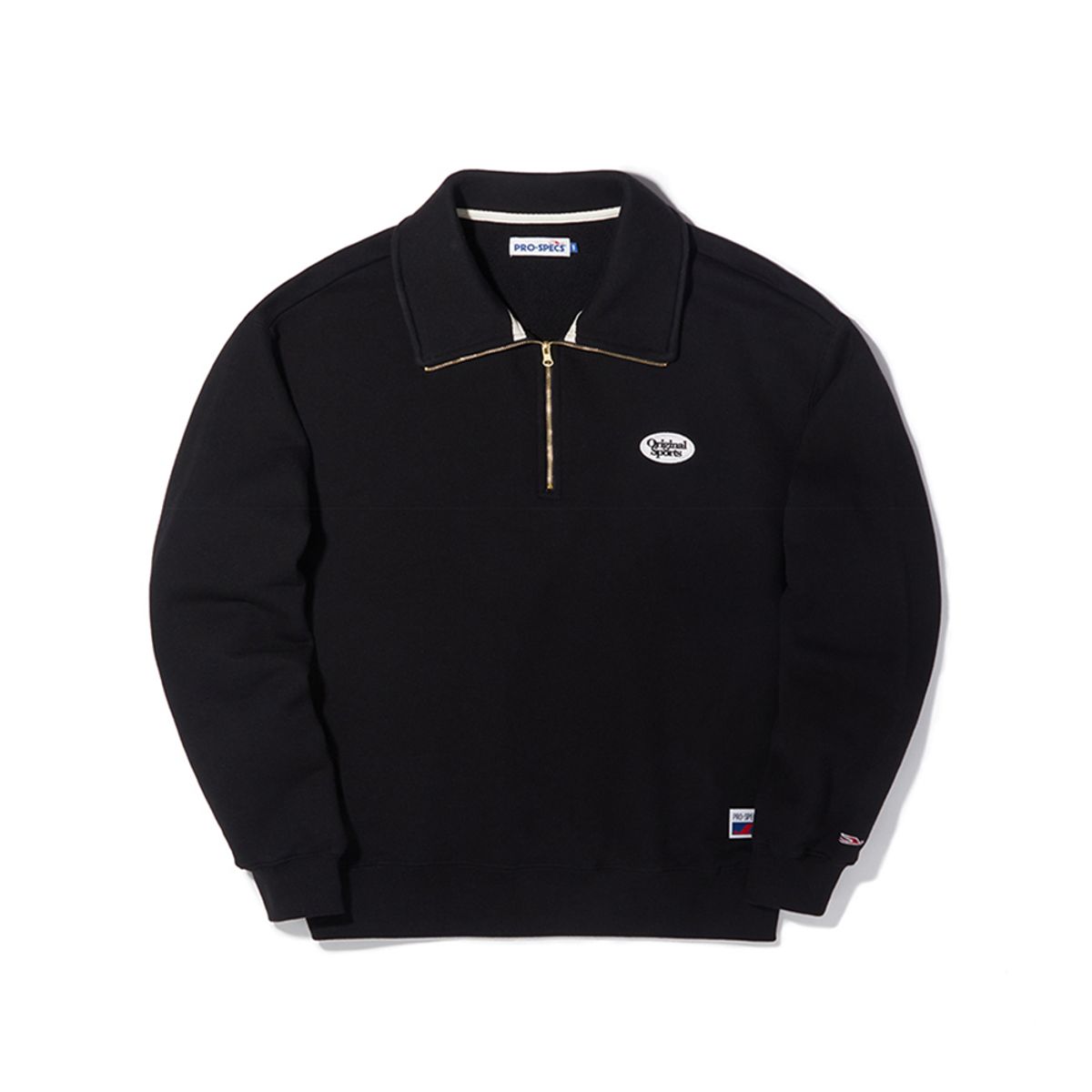 프로-스펙스(PRO-SPECS) OS HALF ZIP UP CREW NECK SWEAT SHIRT BLACK