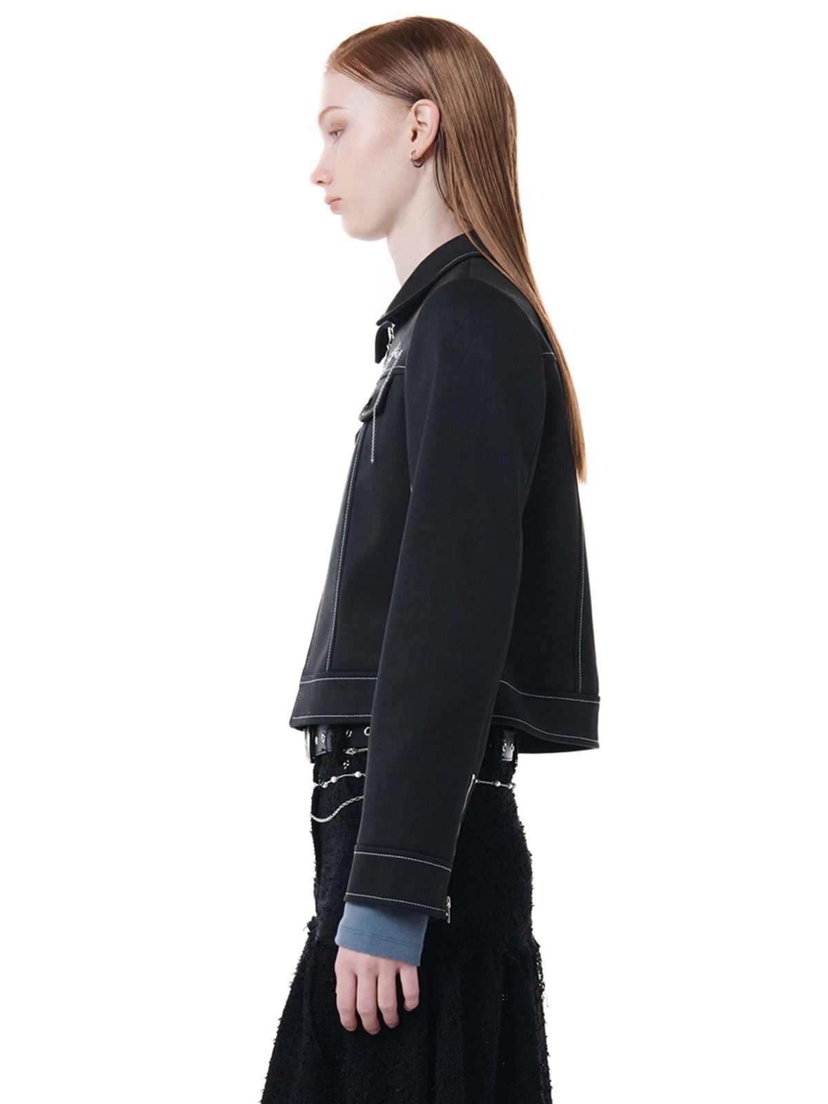 세릭(CERRIC) COLOR CONTRAST CHAIN LOGO JACKET / BLACK